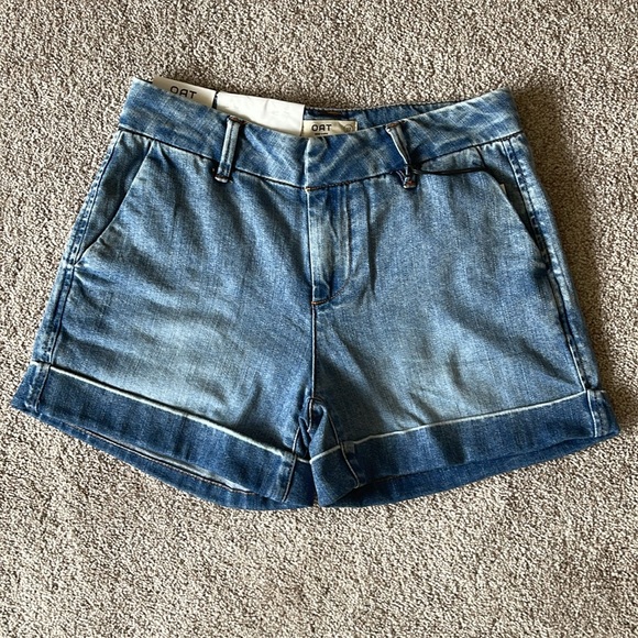 Oat New York Cloud Luxe Denim Classic Cotton High Waist Blue Jean Shorts Sz 27 - Picture 2 of 13